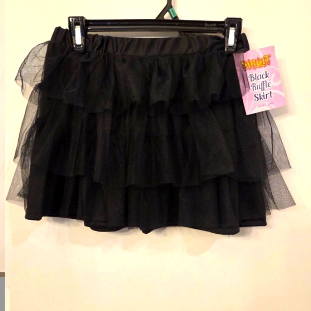 Girls Spirit Halloween Black Ruffle Skirt Size L